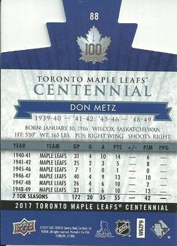 2017 Upper Deck Toronto Maple Leafs Centennial - Blue Die Cut #88 Don Metz Back