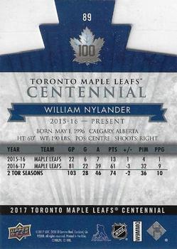 2017 Upper Deck Toronto Maple Leafs Centennial - Blue Die Cut #89 William Nylander Back