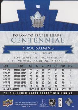 2017 Upper Deck Toronto Maple Leafs Centennial - Blue Die Cut #90 Borje Salming Back