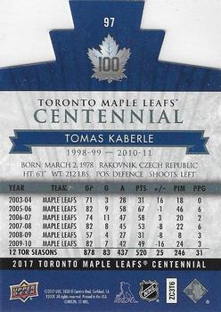 2017 Upper Deck Toronto Maple Leafs Centennial - Blue Die Cut #97 Tomas Kaberle Back