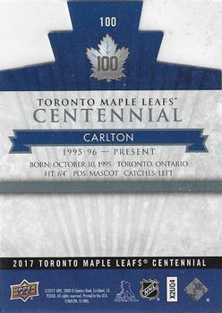 2017 Upper Deck Toronto Maple Leafs Centennial - Blue Die Cut #100 Carlton Back