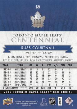 2017 Upper Deck Toronto Maple Leafs Centennial - Blue Exclusives #69 Russ Courtnall Back
