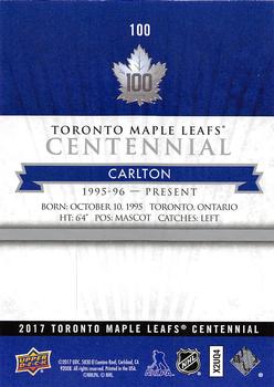 2017 Upper Deck Toronto Maple Leafs Centennial - Blue Exclusives #100 Carlton Back