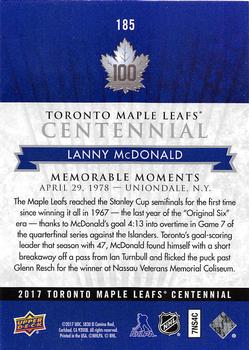 2017 Upper Deck Toronto Maple Leafs Centennial - Blue Exclusives #185 Lanny McDonald Back