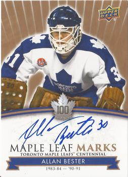 2017 Upper Deck Toronto Maple Leafs Centennial - Maple Leaf Marks #MLM-AB Allan Bester Front