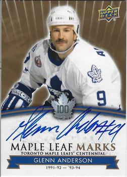 2017 Upper Deck Toronto Maple Leafs Centennial - Maple Leaf Marks #MLM-AN Glenn Anderson Front