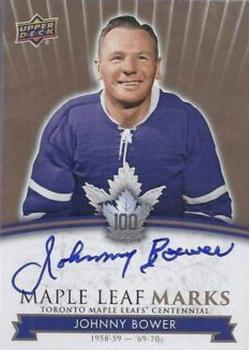 2017 Upper Deck Toronto Maple Leafs Centennial - Maple Leaf Marks #MLM-JB Johnny Bower Front
