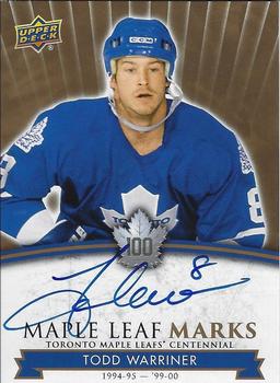 2017 Upper Deck Toronto Maple Leafs Centennial - Maple Leaf Marks #MLM-TW Todd Warriner Front