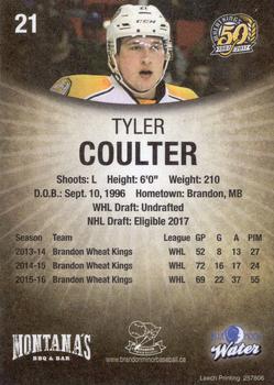 2016-17 Brandon Wheat Kings (WHL) #14 Tyler Coulter Back