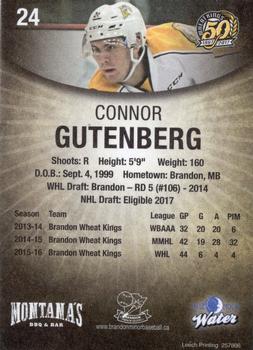 2016-17 Brandon Wheat Kings (WHL) #16 Connor Gutenberg Back