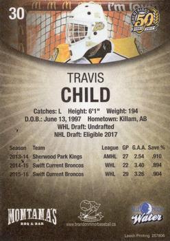 2016-17 Brandon Wheat Kings (WHL) #21 Travis Child Back