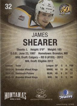 2016-17 Brandon Wheat Kings (WHL) #22 James Shearer Back
