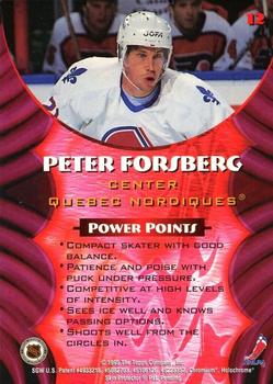 1994-95 Finest - Bowman's Best Refractors Rookies #12 Peter Forsberg Back