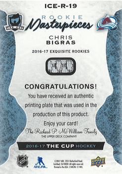2016-17 Upper Deck The Cup - Rookie Plates Exquisite Collection Gold Rookies Black #ICE-R-19 Chris Bigras Back