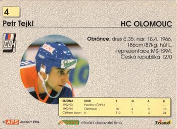 1994-95 APS Extraliga (Czech) #4 Petr Tejkl Back