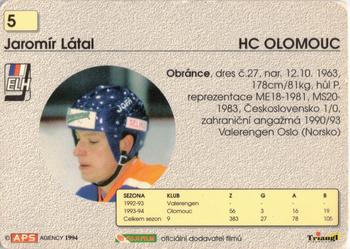 1994-95 APS Extraliga (Czech) #5 Jaromir Latal Back