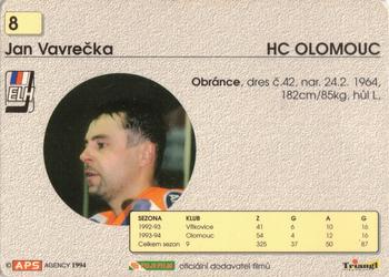 1994-95 APS Extraliga (Czech) #8 Jan Vavrecka Back