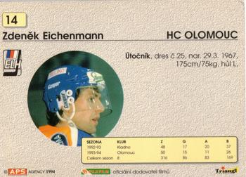 1994-95 APS Extraliga (Czech) #14 Zdenek Eichenmann Back
