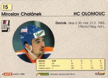 1994-95 APS Extraliga (Czech) #15 Miroslav Chalanek Back
