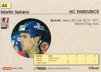 1994-95 APS Extraliga (Czech) #44 Martin Sekera Back