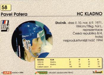 1994-95 APS Extraliga (Czech) #58 Pavel Patera Back