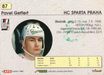 1994-95 APS Extraliga (Czech) #87 Pavel Geffert Back
