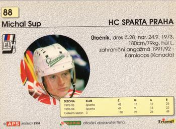 1994-95 APS Extraliga (Czech) #88 Michal Sup Back