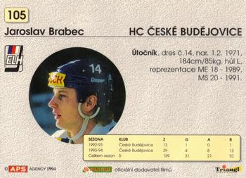 1994-95 APS Extraliga (Czech) #105 Jaroslav Brabec Back