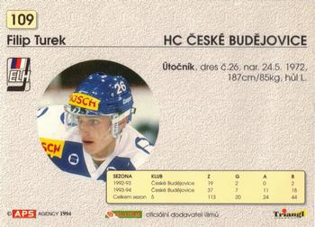 1994-95 APS Extraliga (Czech) #109 Filip Turek Back