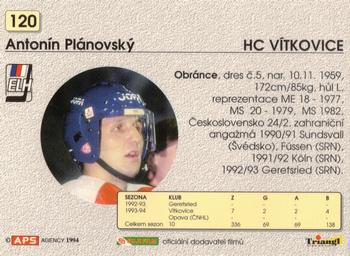 1994-95 APS Extraliga (Czech) #120 Antonin Planovsky Back