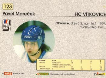 1994-95 APS Extraliga (Czech) #123 Pavel Marecek Back