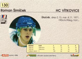 1994-95 APS Extraliga (Czech) #130 Roman Simicek Back
