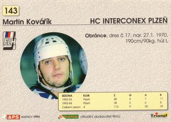 1994-95 APS Extraliga (Czech) #143 Martin Kovarik Back