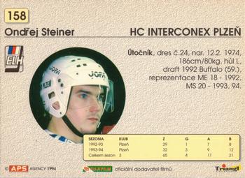 1994-95 APS Extraliga (Czech) #158 Ondrej Steiner Back