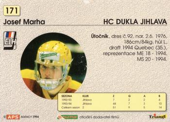 1994-95 APS Extraliga (Czech) #171 Josef Marha Back
