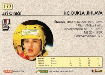 1994-95 APS Extraliga (Czech) #177 Jiri Cihlar Back