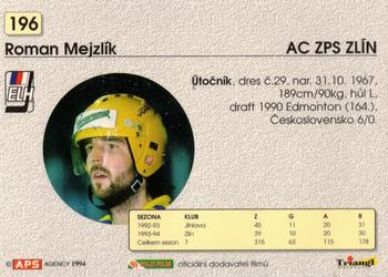 1994-95 APS Extraliga (Czech) #196 Roman Mejzlik Back