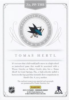 2013-14 Panini Rookie Anthology - 2013-14 Panini Dominion Update: Peerless Patches #PP-THE Tomas Hertl Back