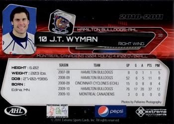 2010-11 Extreme Hamilton Bulldogs AHL #6 J.T. Wyman Back