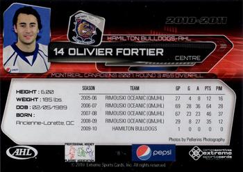 2010-11 Extreme Hamilton Bulldogs AHL #8 Olivier Fortier Back
