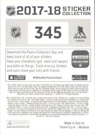 2017-18 Panini Stickers #345 Tyler Toffoli Back