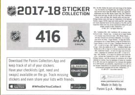 2017-18 Panini Stickers #416 Vegas Golden Knights Logo Back