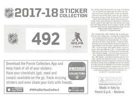 2017-18 Panini Stickers #492 Pittsburgh Penguins vs. Columbus Blue Jackets Back