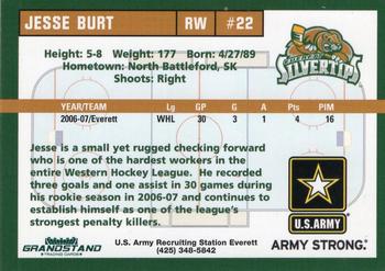 2007-08 Grandstand Everett Silvertips (WHL) #5 Jesse Burt Back