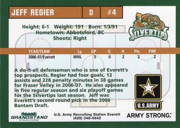2007-08 Grandstand Everett Silvertips (WHL) #21 Jeff Regier Back