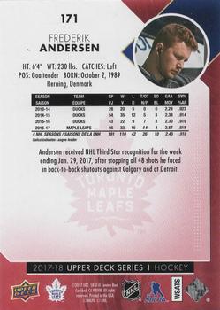 2017-18 Upper Deck - UD Exclusives #171 Frederik Andersen Back
