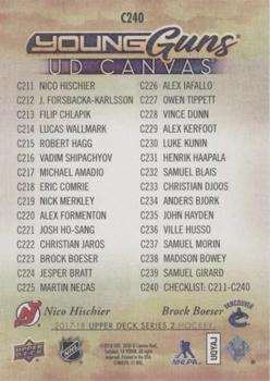 2017-18 Upper Deck - UD Canvas #C240 Nico Hischier / Brock Boeser Back