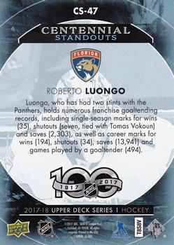 2017-18 Upper Deck - Centennial Standouts #CS-47 Roberto Luongo Back