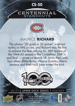 2017-18 Upper Deck - Centennial Standouts #CS-50 Maurice Richard Back