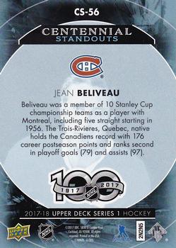 2017-18 Upper Deck - Centennial Standouts #CS-56 Jean Beliveau Back